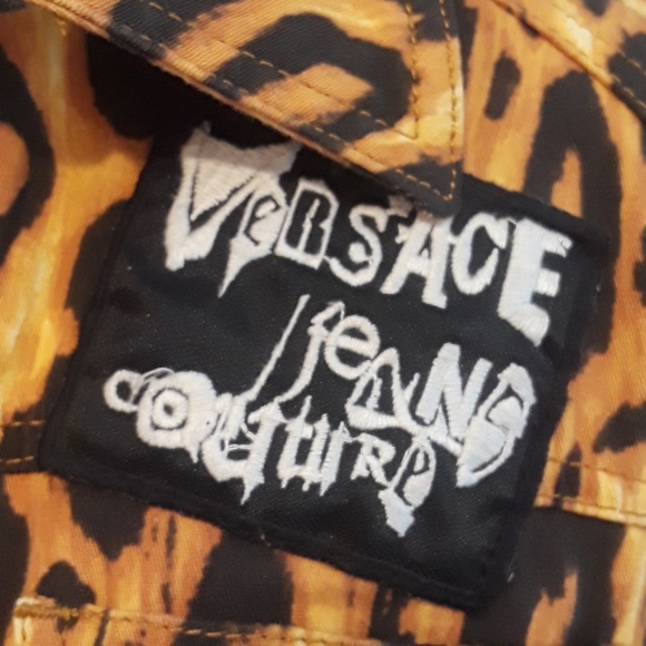 RARE!! Vintage VERSACE JEANS COUTURE LOGO JACKET Sm Leopard Denim - Van Halen! - Picture 3 of 9